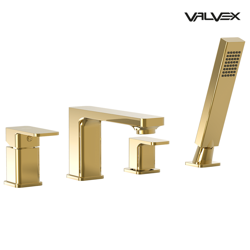 Bateria wannowa 4-otworowa stojąca LOFT Gold