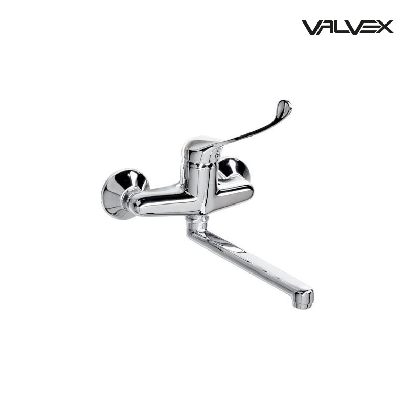 Bateria umywalkowa ścienna z długą wylewką MEDICA Chrome