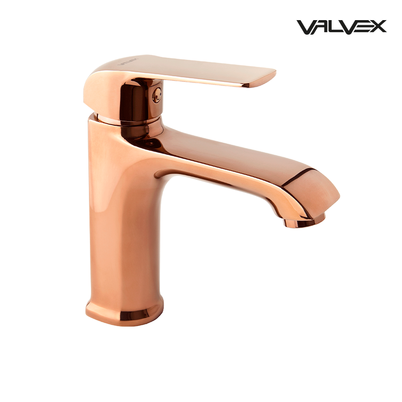 Bateria umywalkowa stojąca z automatycznym korkiem spustowym AURORA Rose Gold