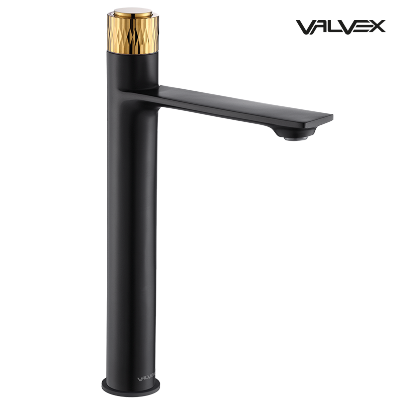 Bateria umywalkowa stojąca, nablatowa, wysoka DECOR Black&Gold