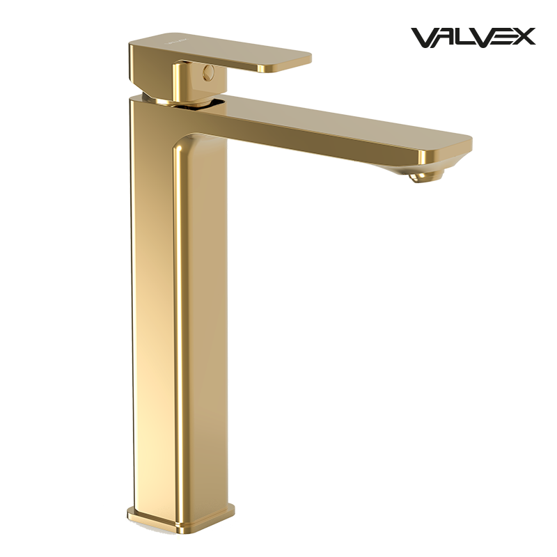 Bateria umywalkowa stojąca, nablatowa, wysoka LOFT Gold