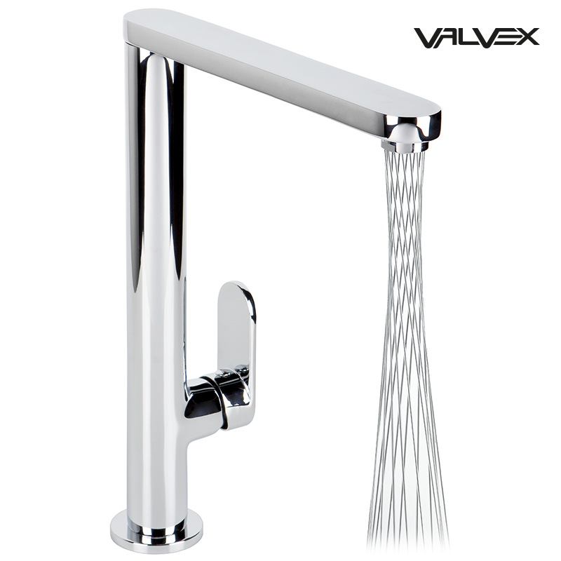 Bateria zlewozmywakowa stojąca z obrotową wylewką z perlatorem MIKADO ELL Chrome