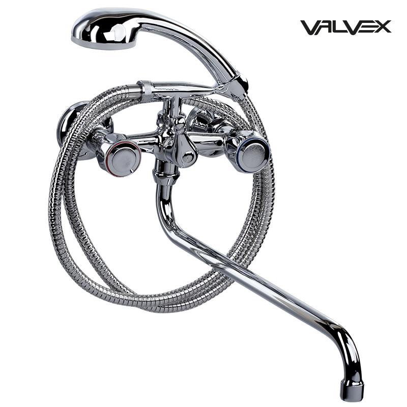 Bateria wannowo-umywalkowa ścienna z akcesoriami CLASS Chrome