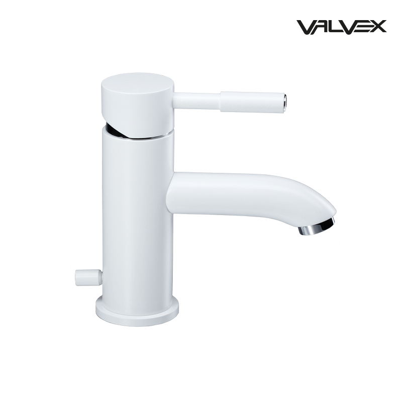 Bateria umywalkowa stojąca ze spustem VEGANE White