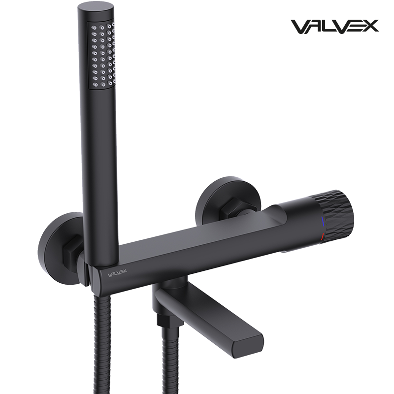 Bateria wannowa ścienna z akcesoriami DECOR Black