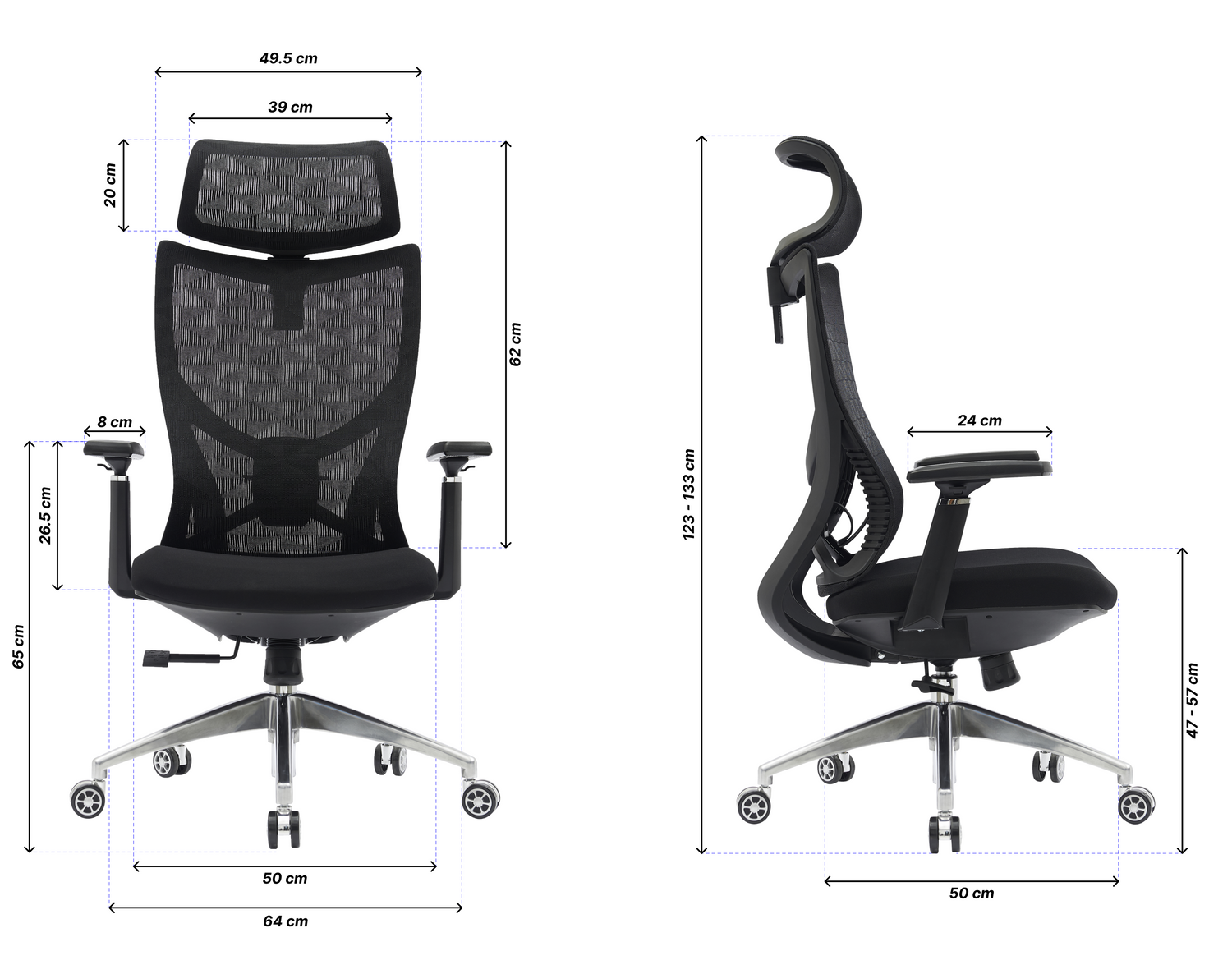 Fotel Biurowy Obrotowy Ergonomiczny AX800 Krzesło do Domu Biura LYNXER - zdjęcie 6